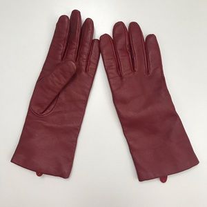 Red cashmere lined leather driving gloves